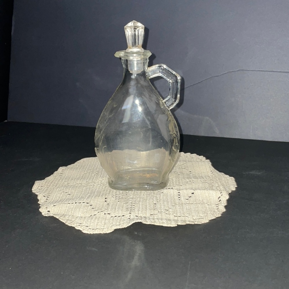 8 FL OZ Glass Cruet Syrup Decanter Bottle Stopper Vintage